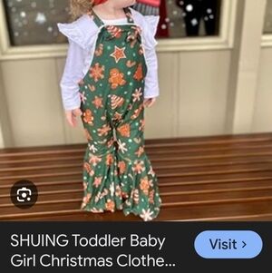 Festive Green and Orange Toddler Overalls, NWOT Size 3 T.